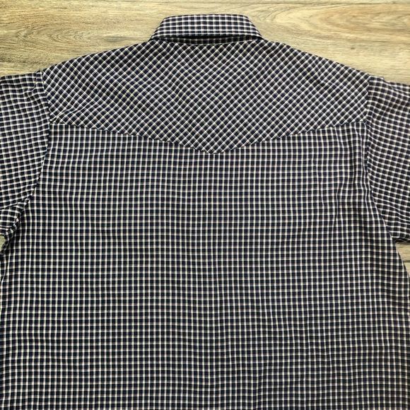 Plains 90s Vintage Western Plaid Short Sleeve Snap Shirt sz L - Picture 7 of 9